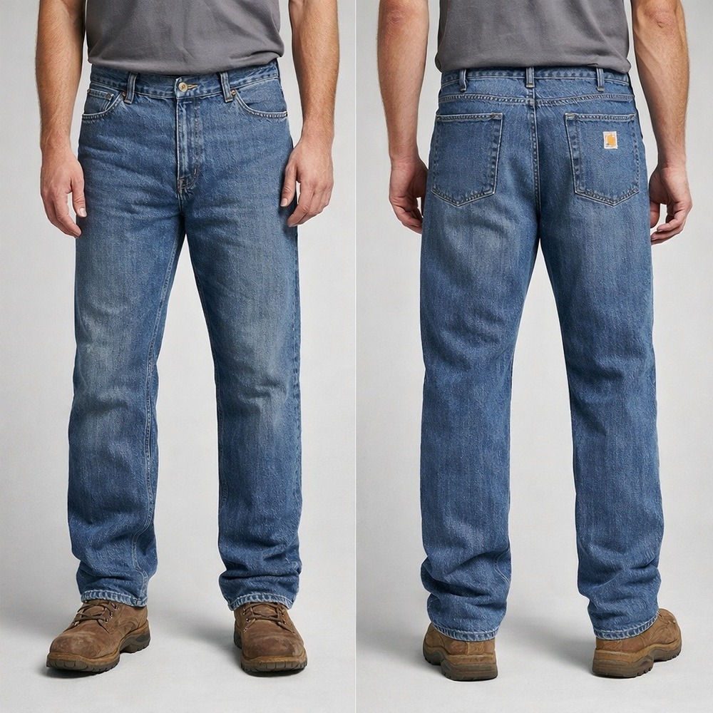 Carhartt Mens Relaxed Fit Straight Leg Jeans Blue Denim 101483-968 38x36